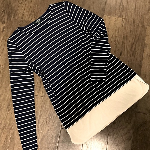 Ralph Lauren Tops - Navy Ralph Lauren Striped Twofer Tunic Top